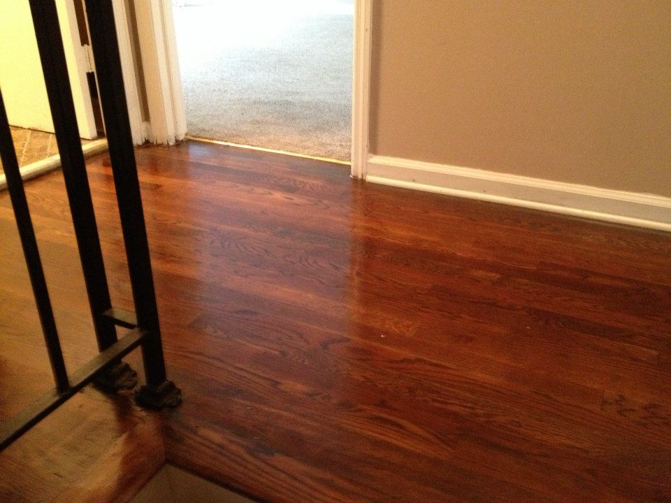 A hardwood floor after being refinished in new jersey