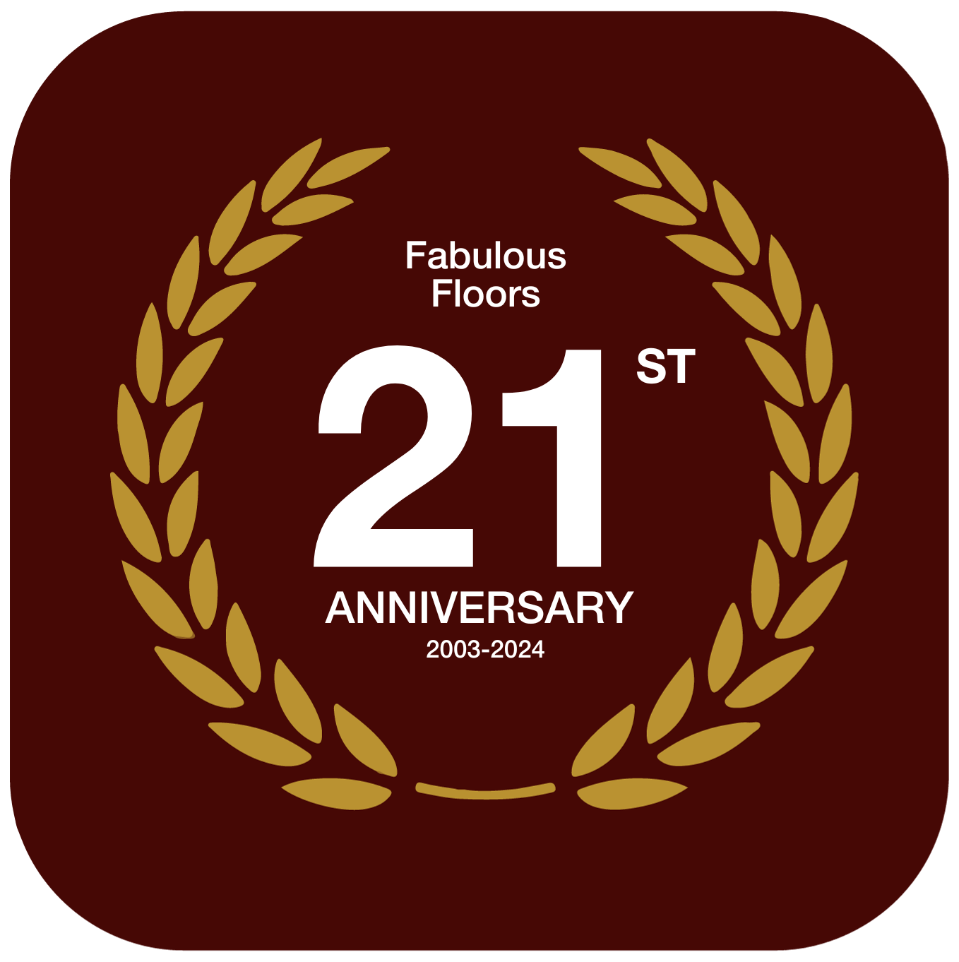a badge celebrating Fabulous Floors 16 years in the hardwood renewal industry
