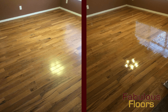 before and after a wood floor refinishing project in trenton nj