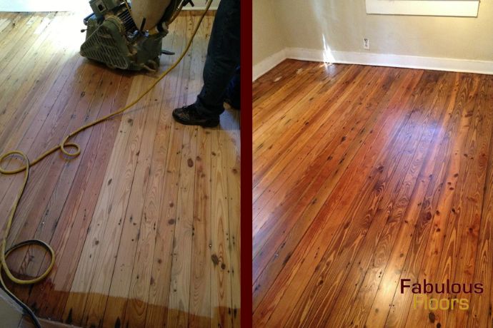 before and after floor refinishing service