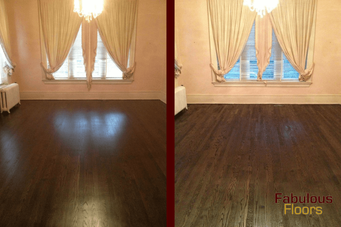 before and after a hardwood floor resurfacing project in freehold, nj