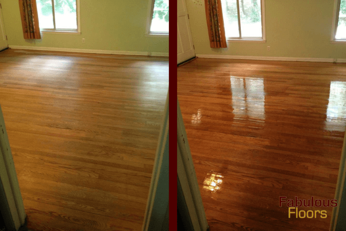 before and after a floor refinishing service in vineland, nj