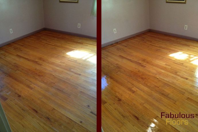 before and after a hardwood refinishing project