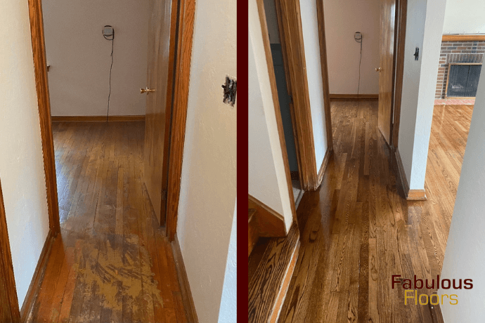 before and after a hardwood refinishing project in toms river, nj